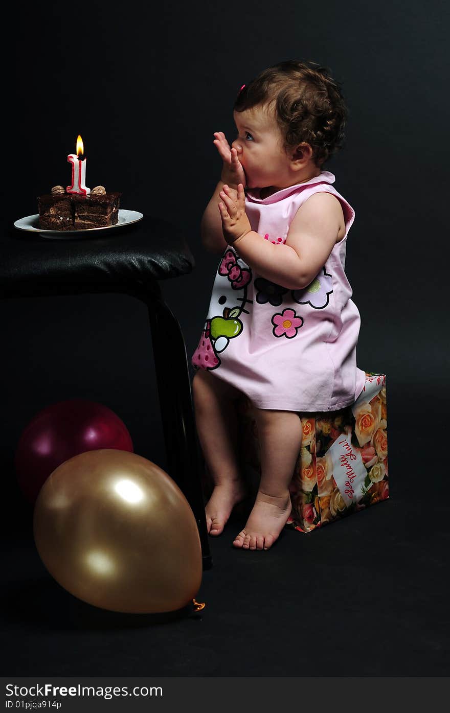 Baby girl with present