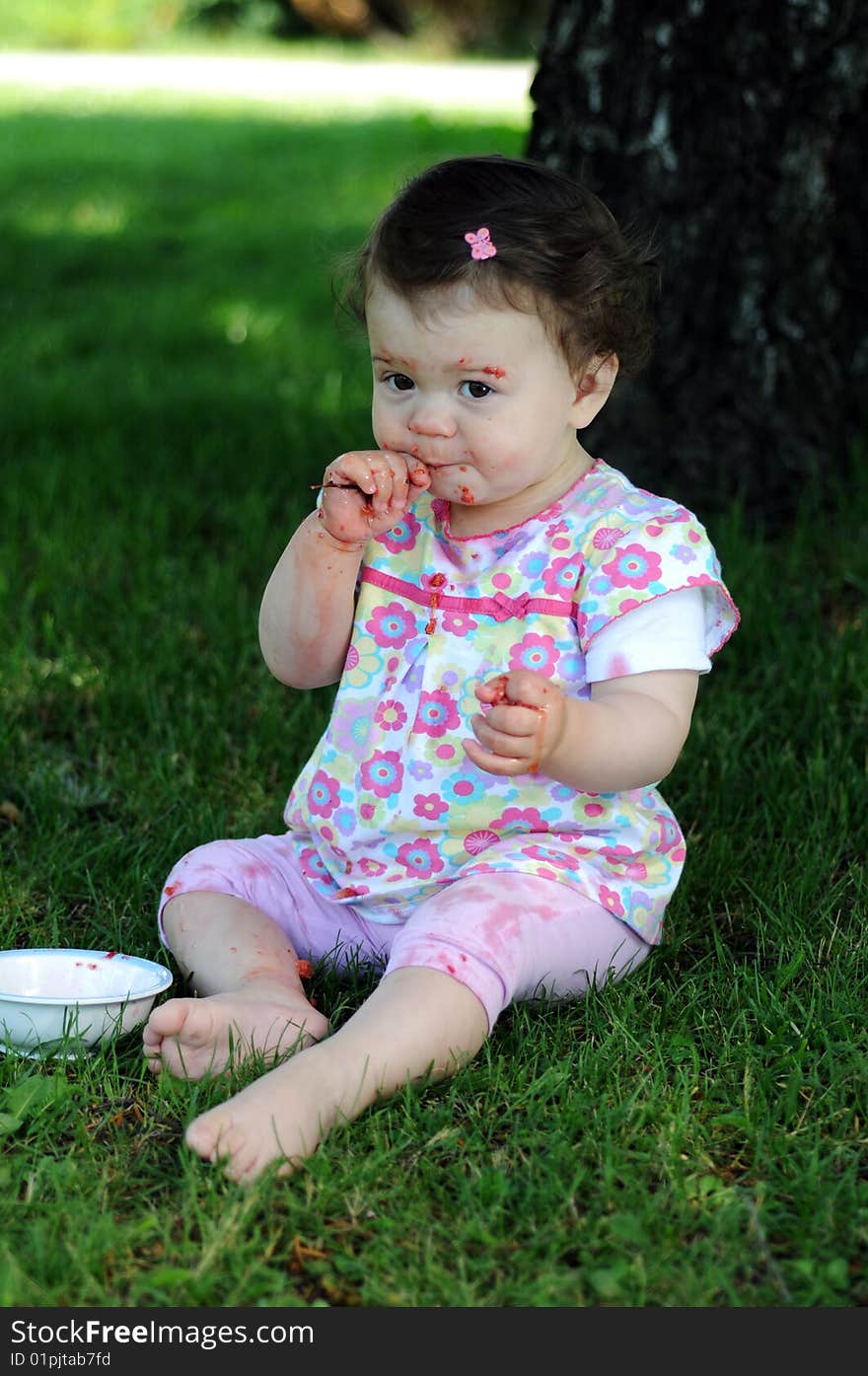 Outdoor shot of a baby girl. Outdoor shot of a baby girl