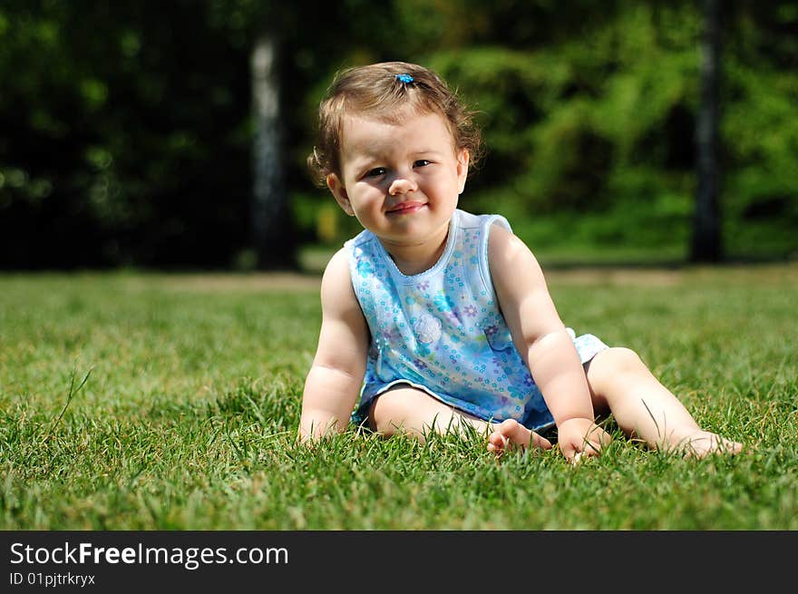 Outdoor shot of a baby girl. Outdoor shot of a baby girl