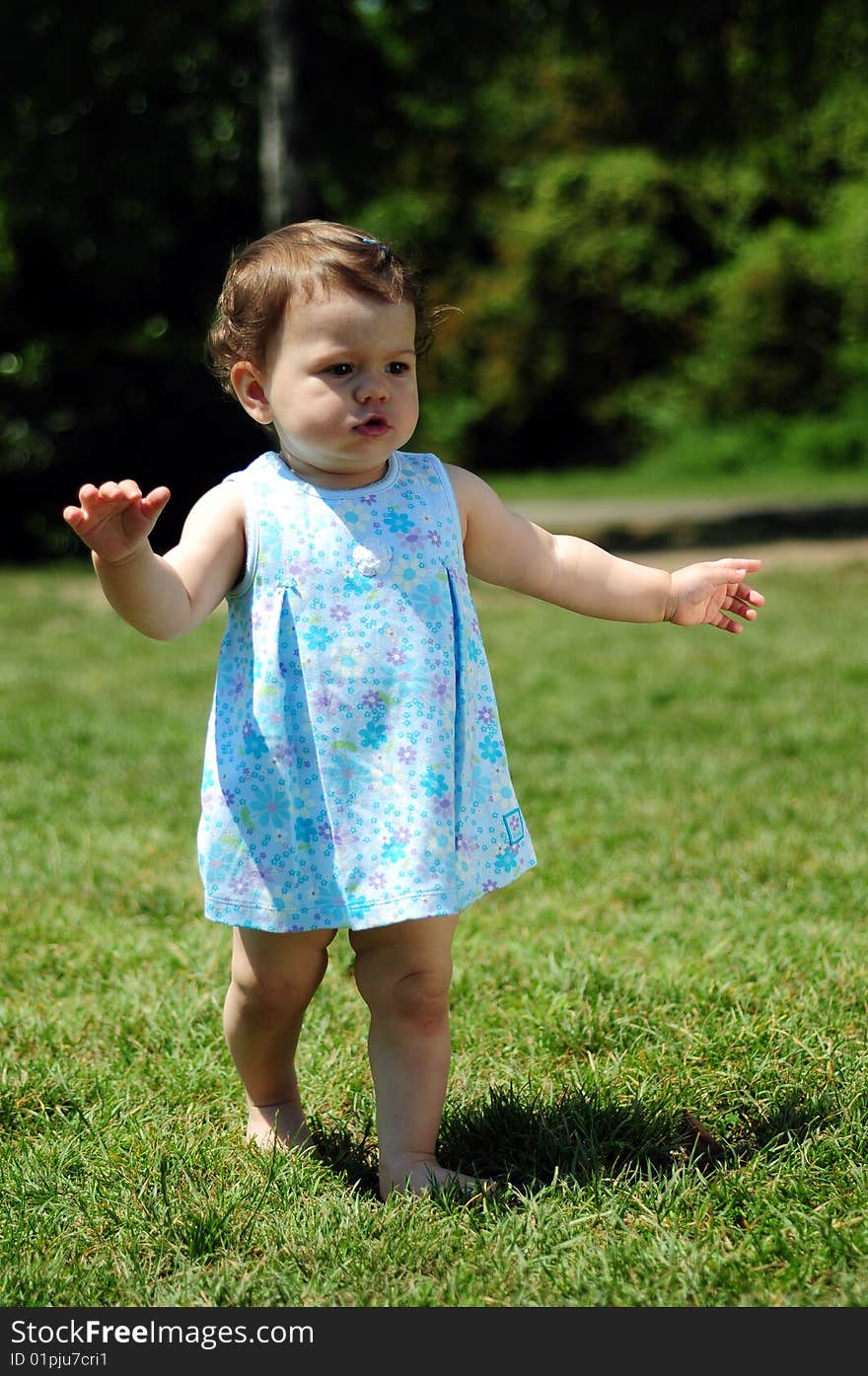 Outdoor shot of a baby girl. Outdoor shot of a baby girl