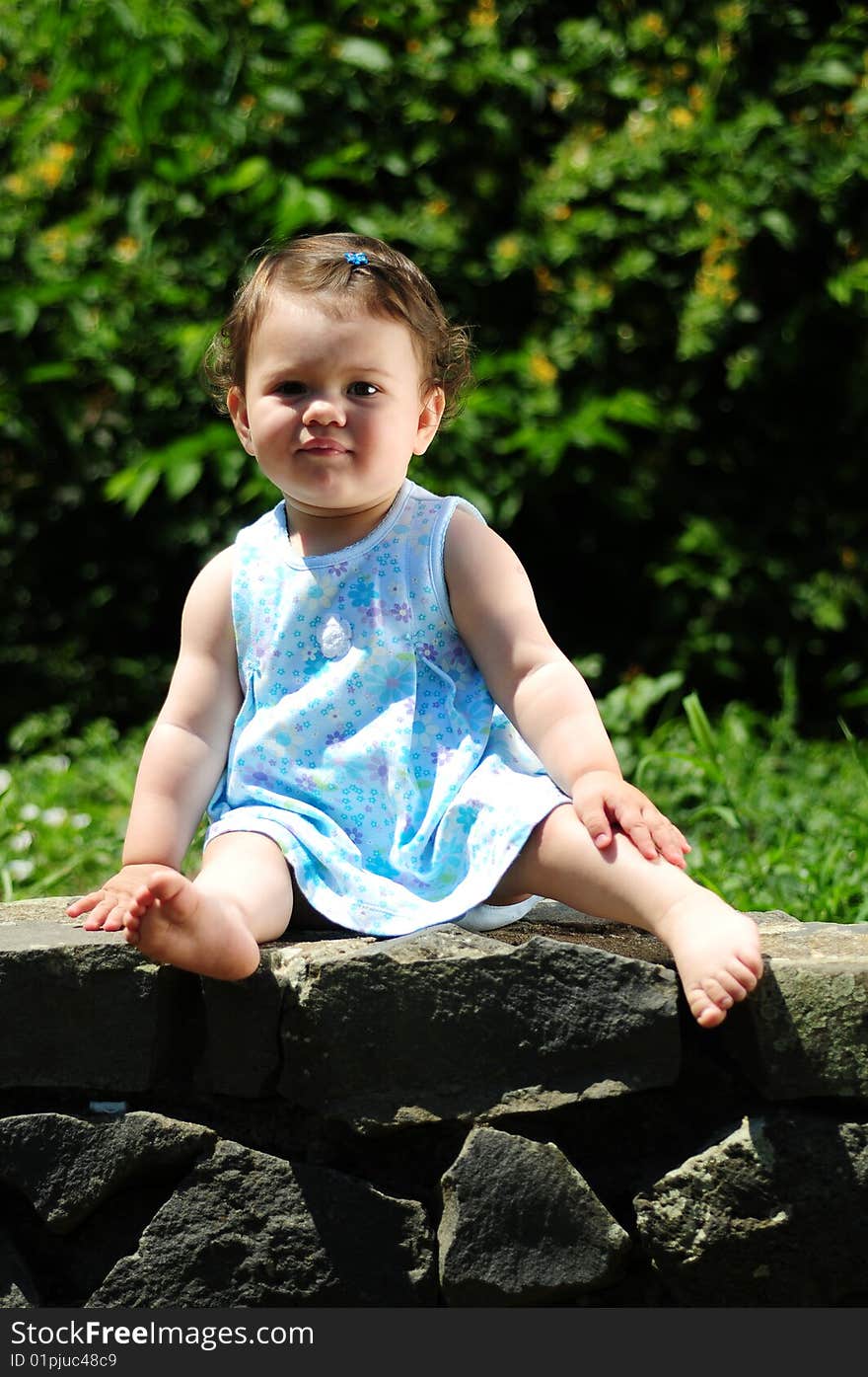 Baby girl in park