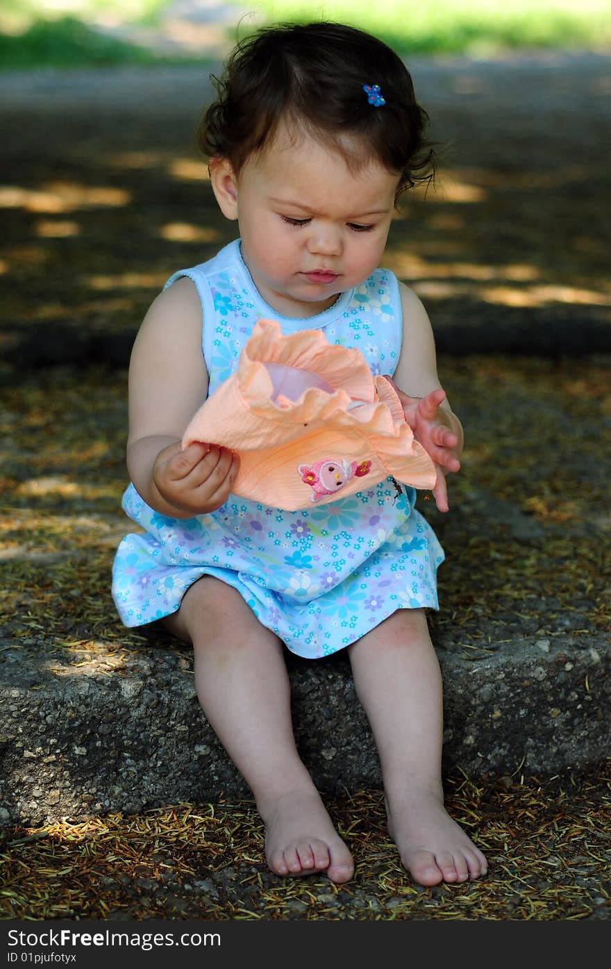 Baby girl in park