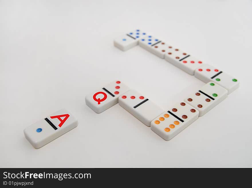 Question mark in dominoes with Q and A