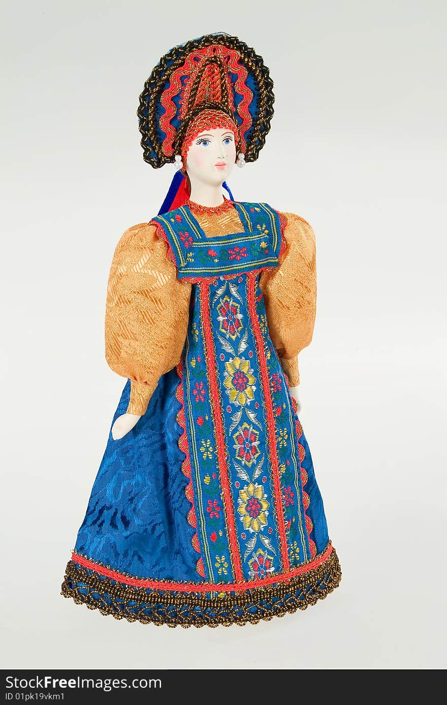 Russian hand made doll on isolated background