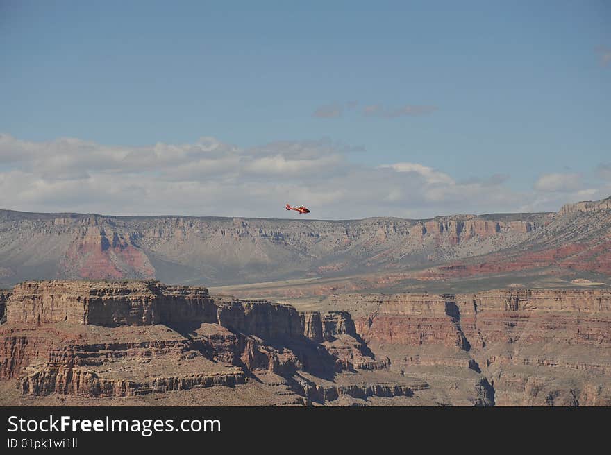 Grand canyon view from the south rim with blue sky