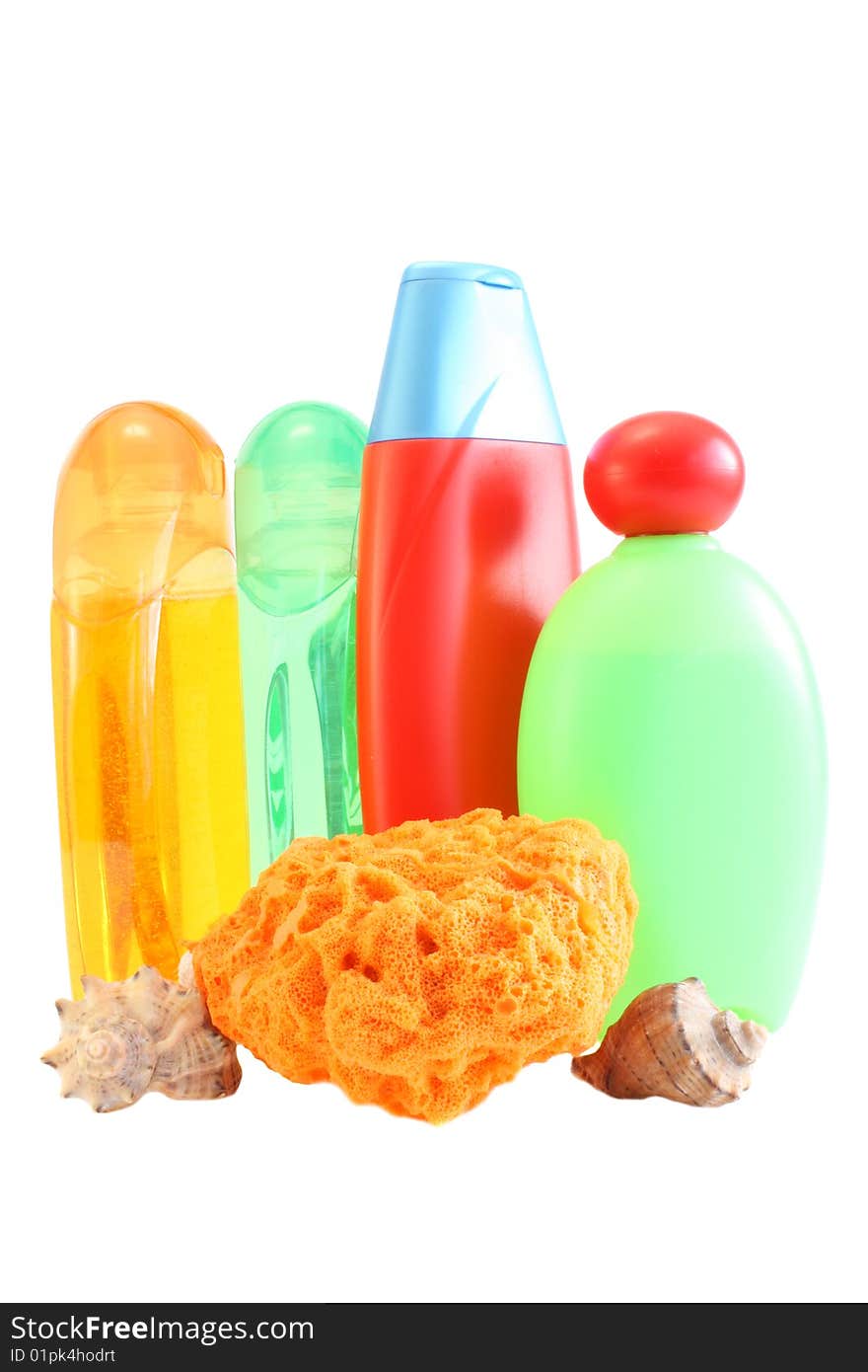 Bast, shower gel and cockleshells.