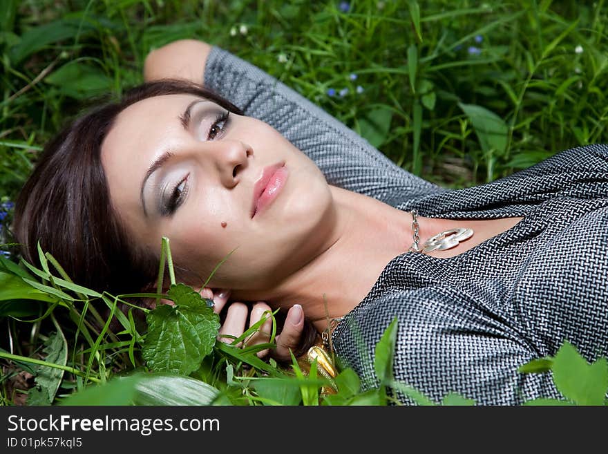 Pretty Woman Close-Up Portrait Outdoors