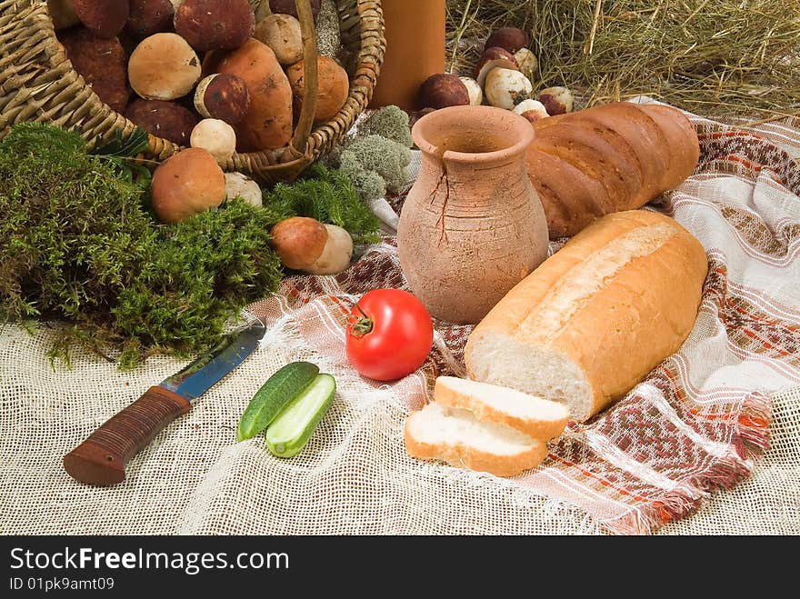 Still life with knife and bread