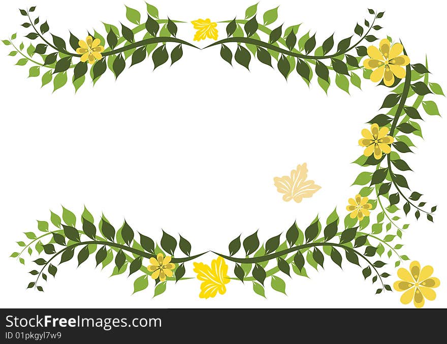 Green leaf and yellow flowers