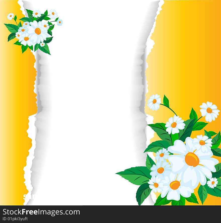 fragmentary paper with flowers and place for text