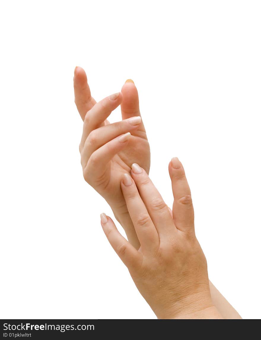 Woman's hands isolated on white background