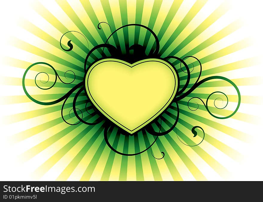 Green abstract with decorative elements