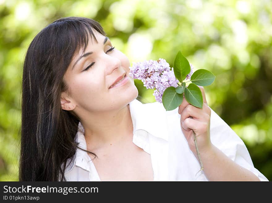 Happy woman relaxing on grass. Happy woman relaxing on grass