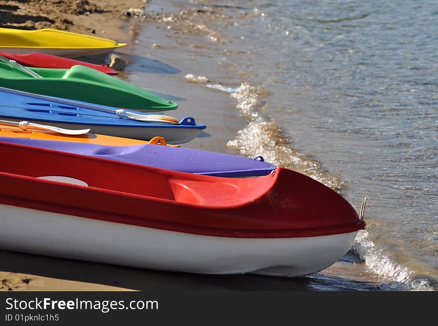 Colorful kayaks