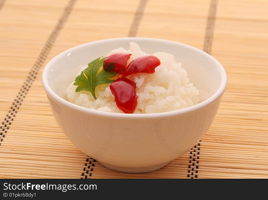 Chinese food in a white plate