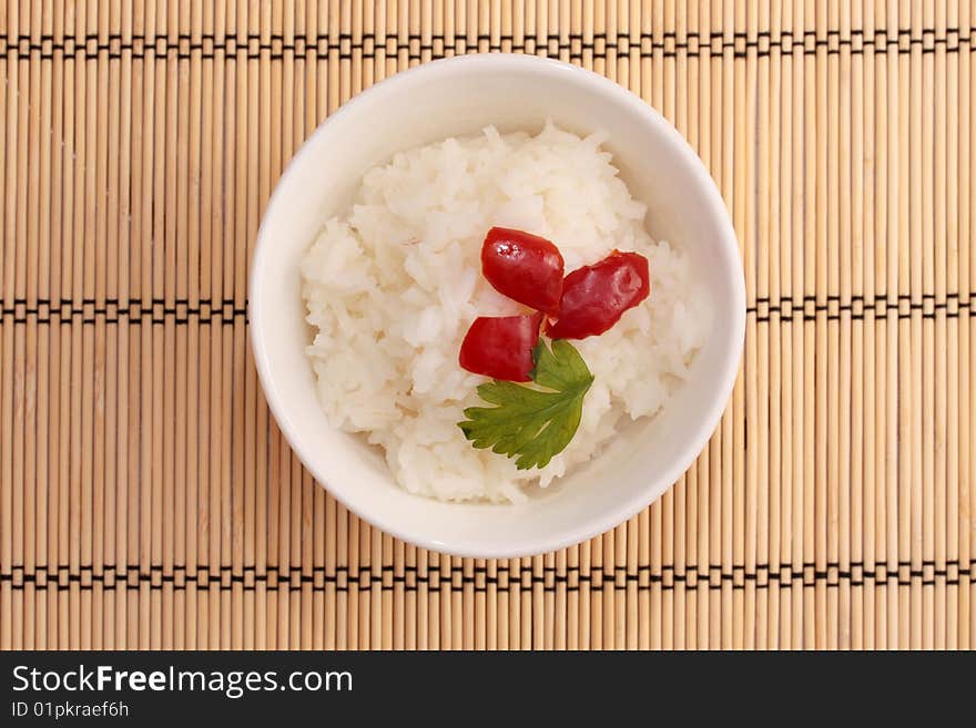 Chinese food in a white plate