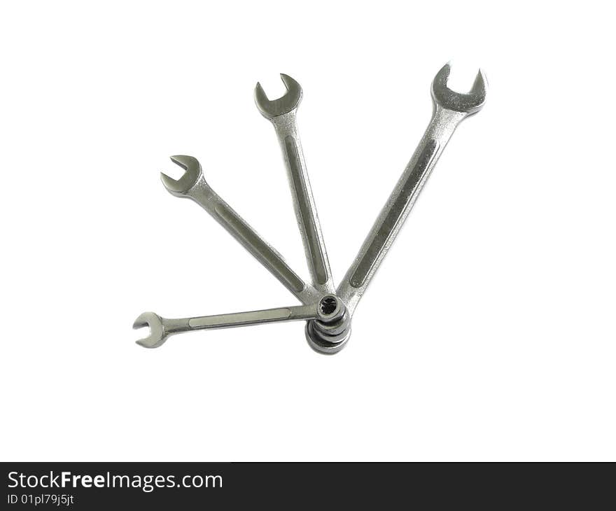 Set of wrenches isolated over white background