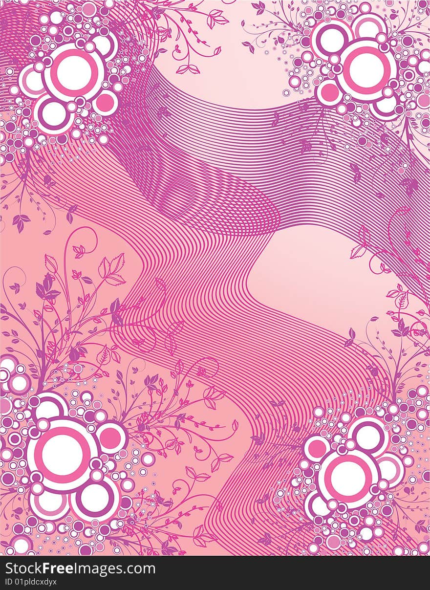 The vector illustration contains the image of pink summer background