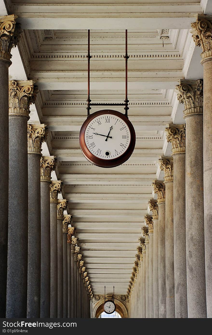 Clock located in Karlovy Vary,approximately 130 km  west of Prague. Clock located in Karlovy Vary,approximately 130 km  west of Prague.