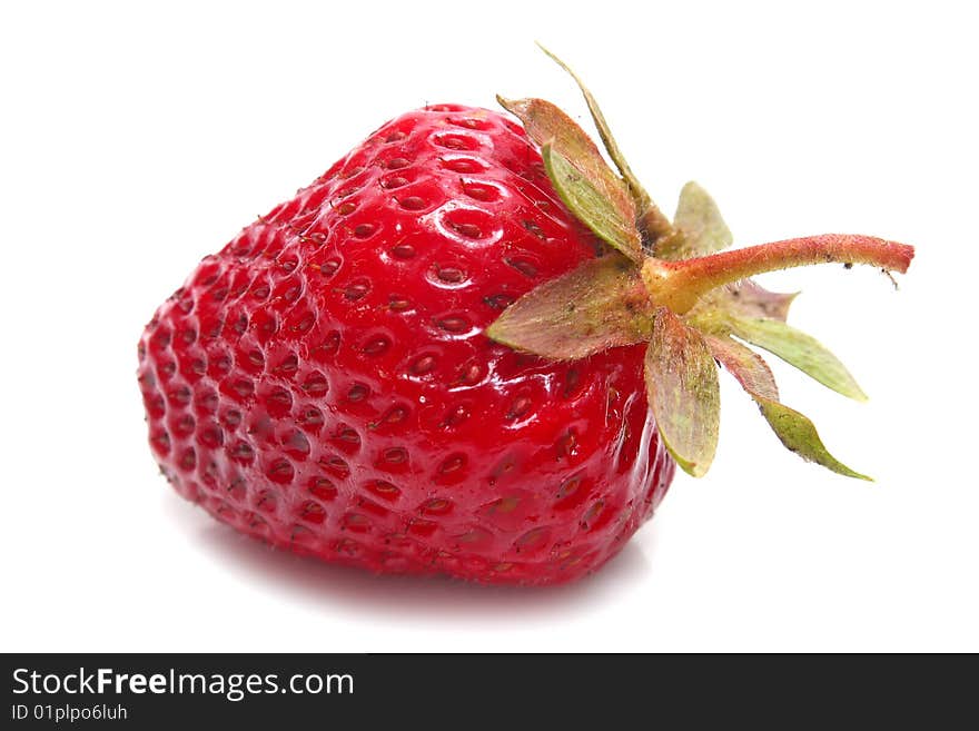 Red ripe strawberry isolated on white background