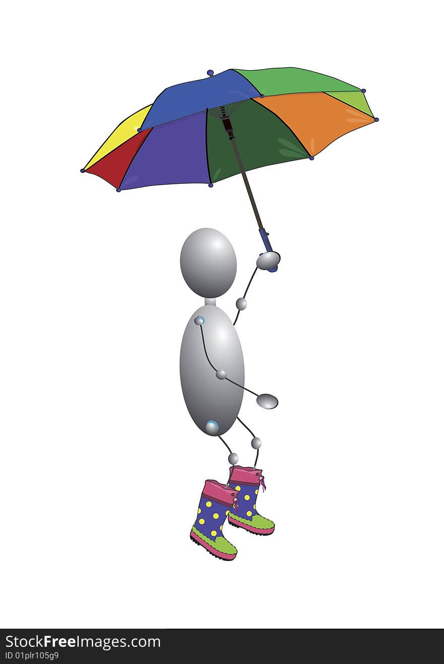 Man in boots and umbrella in their hands. Man in boots and umbrella in their hands