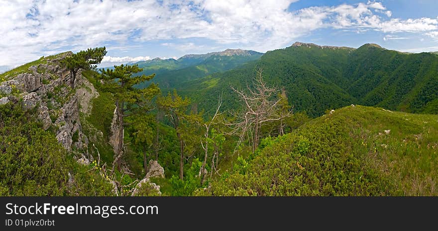 Panorama of the mountains of the south coast of Krimea. Panorama of the mountains of the south coast of Krimea