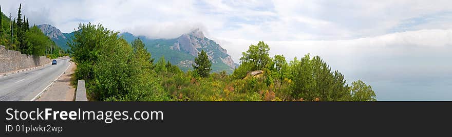 Panorama of the mountains of the south coast of Krimea. Panorama of the mountains of the south coast of Krimea