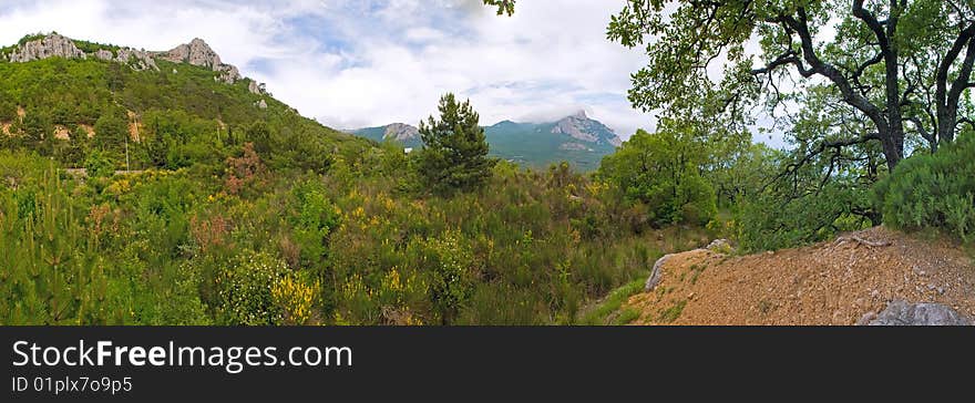 Panorama of the mountains of the south coast of Krimea. Panorama of the mountains of the south coast of Krimea