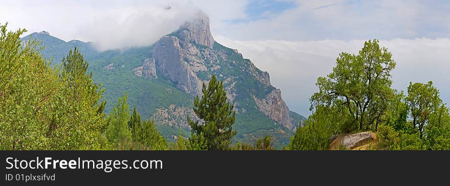 Panorama of the mountains of the south coast of Krimea. Panorama of the mountains of the south coast of Krimea