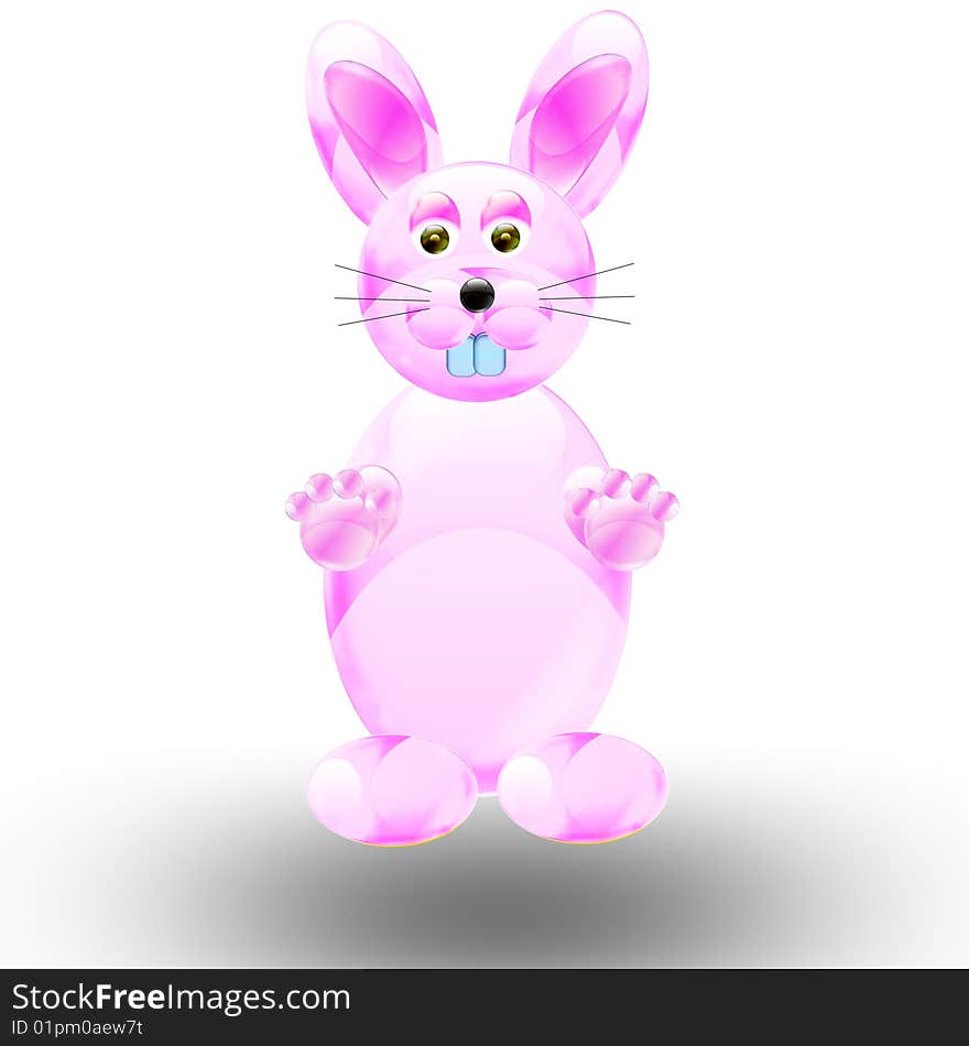 An illustration of a pink rabbit