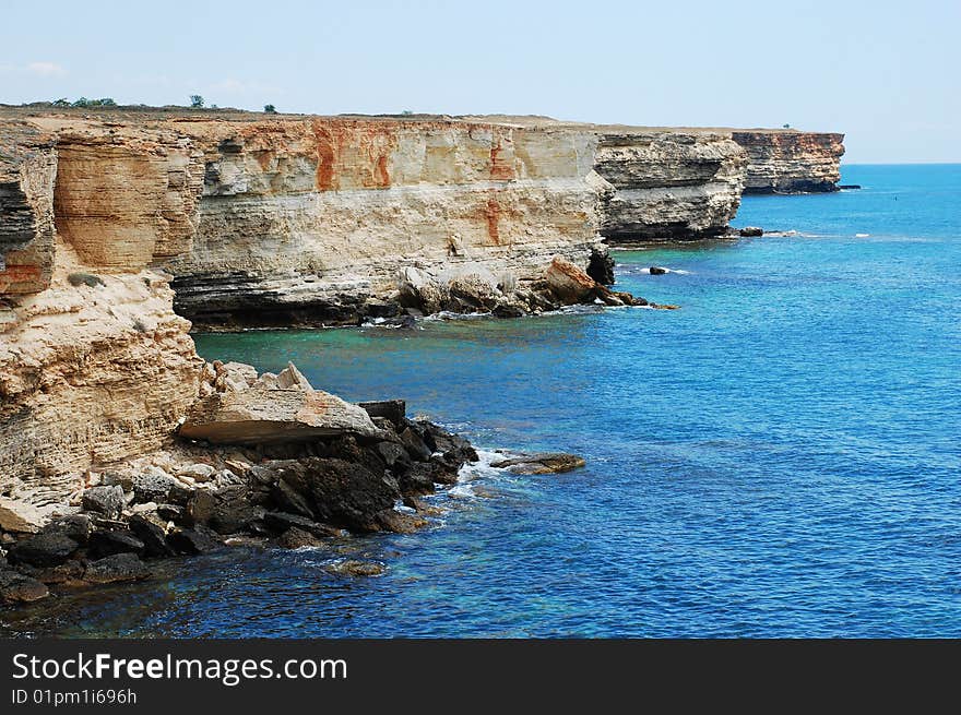 Coast of black sea. Sea and rocks.