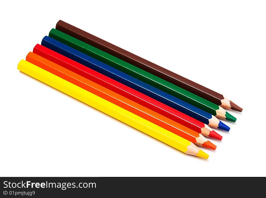 Beautiful color pencils on a white background