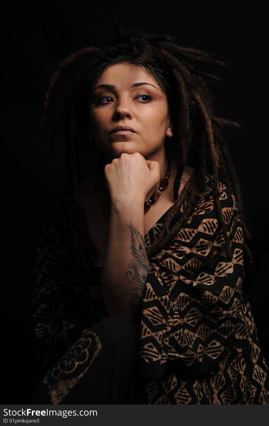 Beautiful woman with dreadlocks