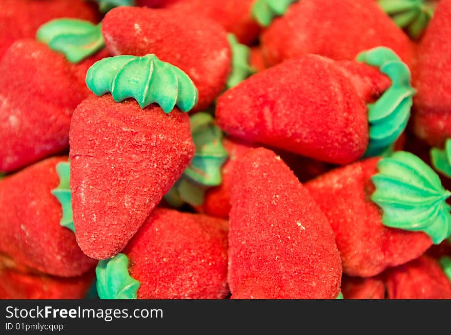 Candies shaped strawberry