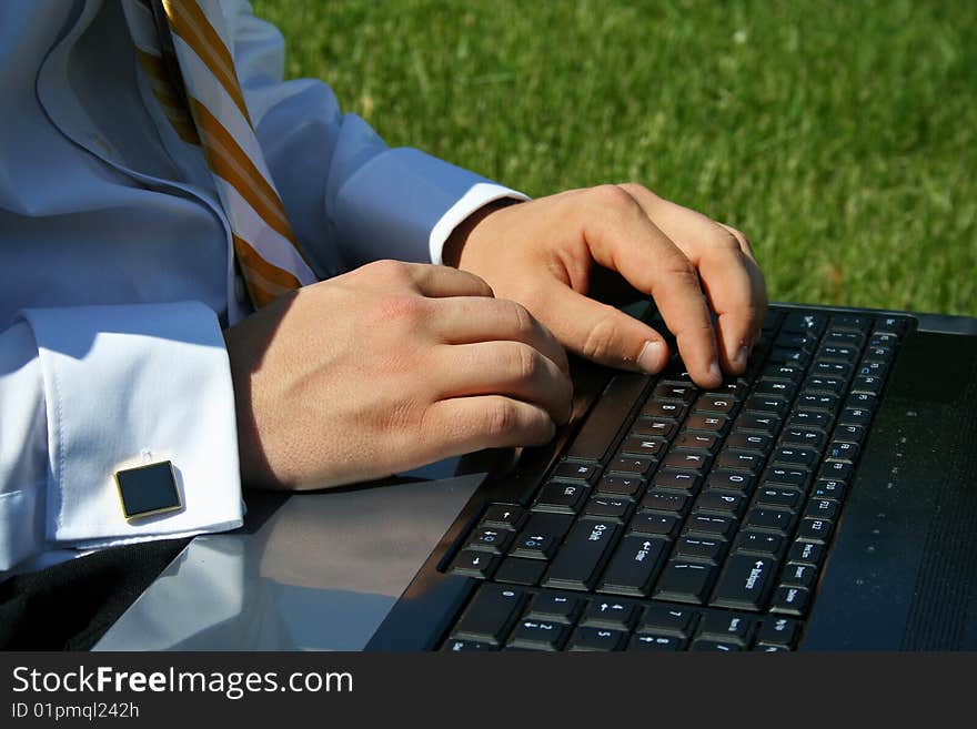 Business Man Working On Laptop