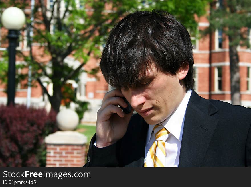 Business Man Talking on Cell Phone