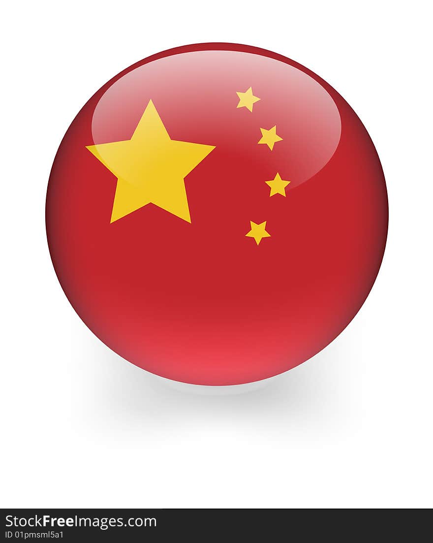 Shiny sphere with chinese flag