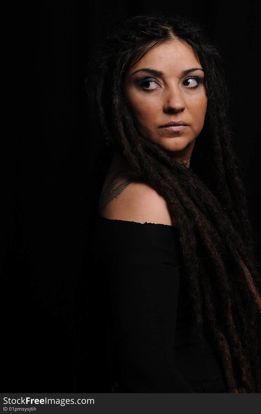 Beautiful woman with dreadlocks