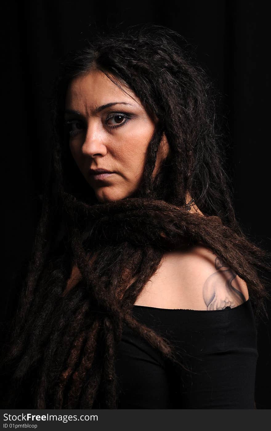 Beautiful woman with dreadlocks