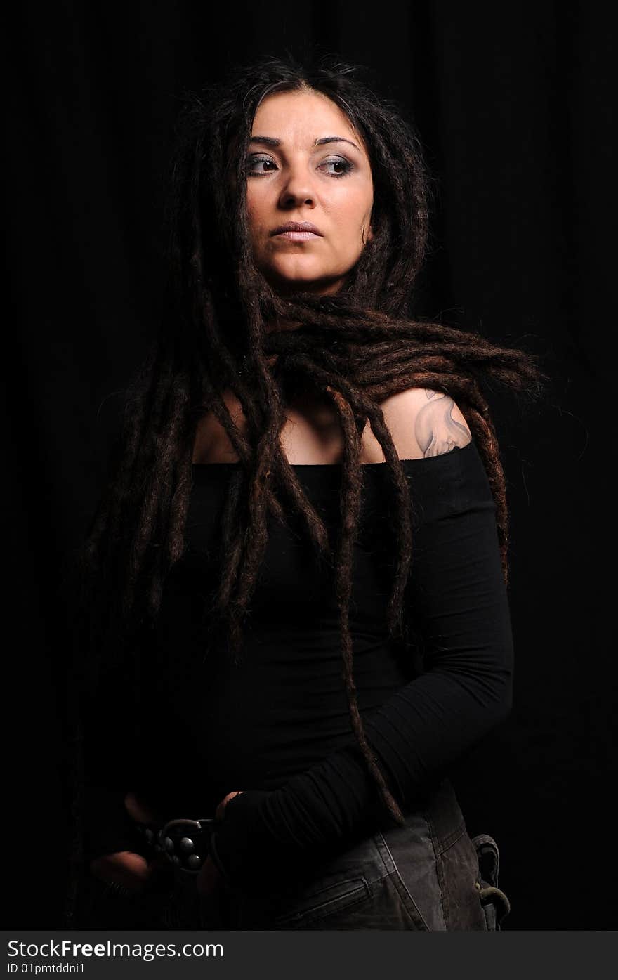 Beautiful woman with dreadlocks