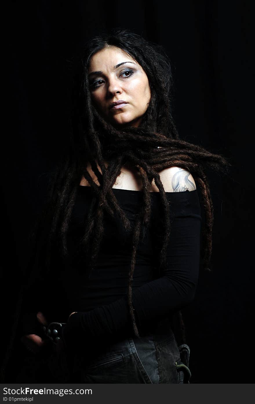 Beautiful woman with dreadlocks