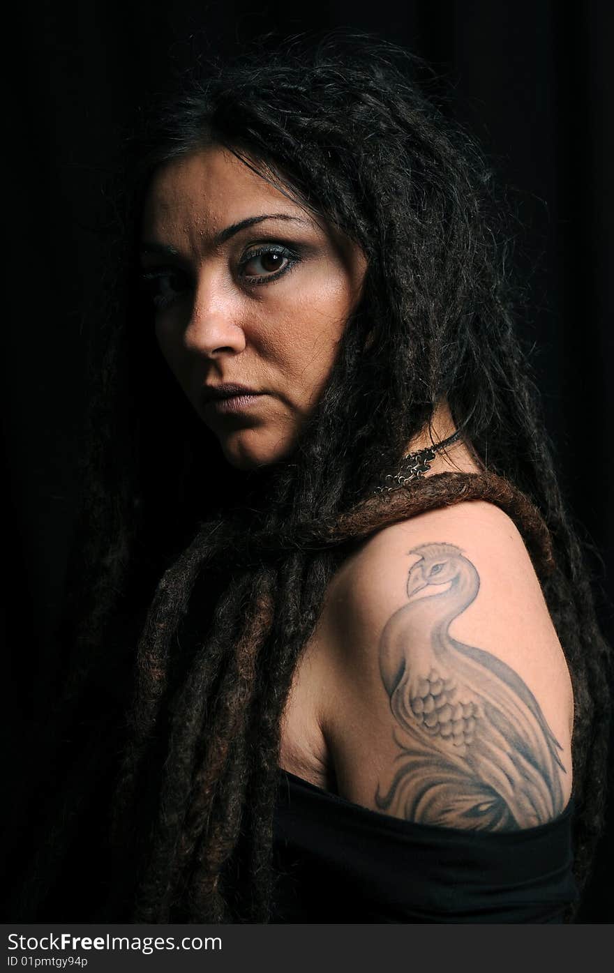 Beautiful woman with dreadlocks