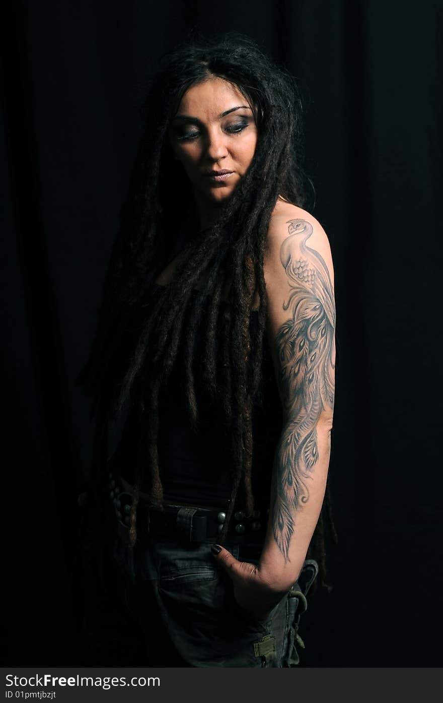 Beautiful woman with dreadlocks