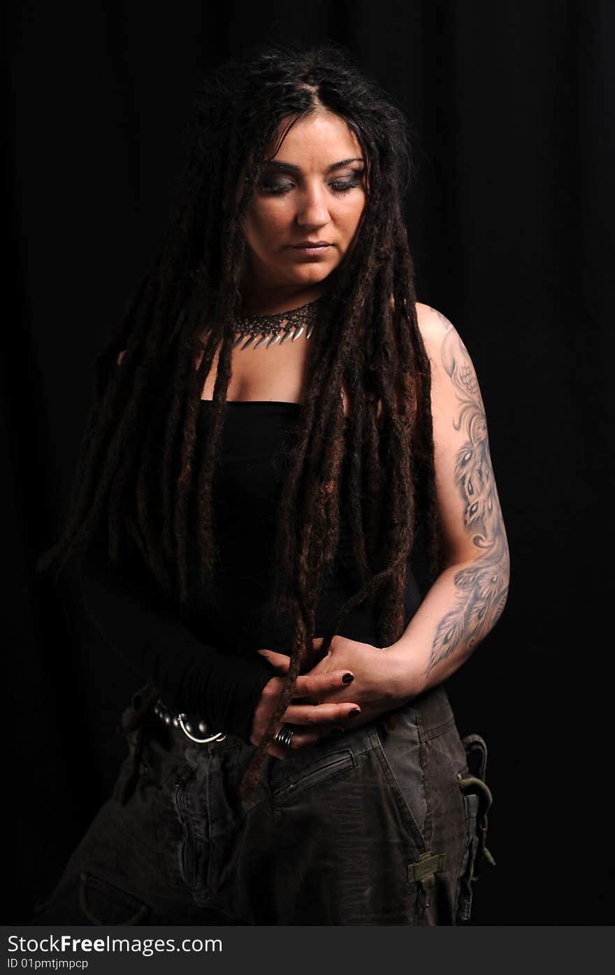 Beautiful woman with dreadlocks