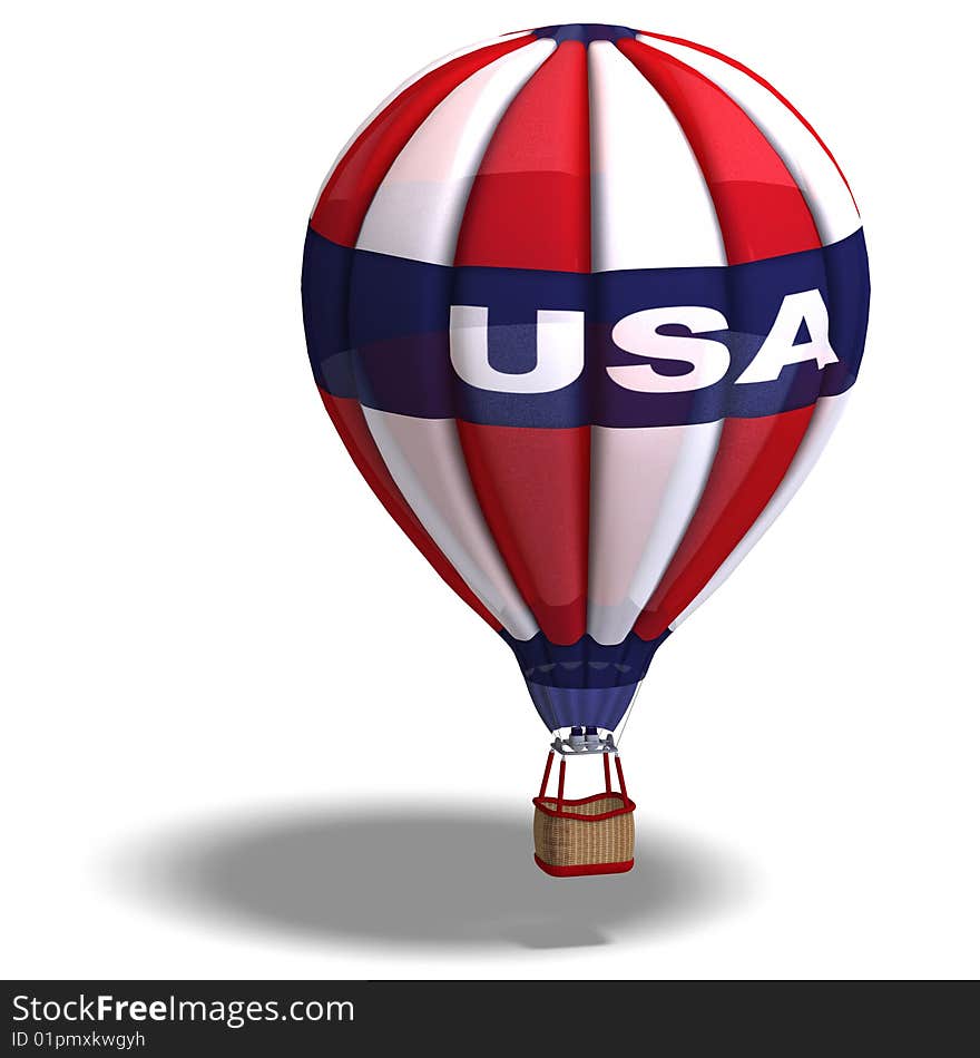 Rendering of a colorful balloon with Clipping Path and shadow over white