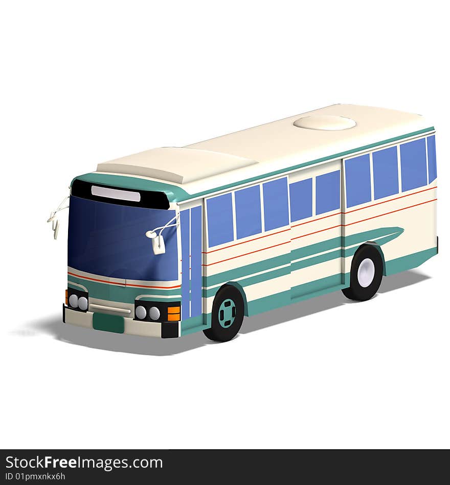 Rendering of a bus with Clipping Path and shadow over white. Rendering of a bus with Clipping Path and shadow over white