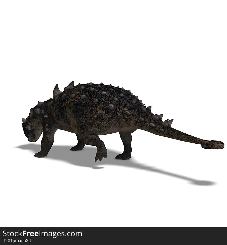 3D Render of the dinosaur Euoplocephalus With Clipping Path over white