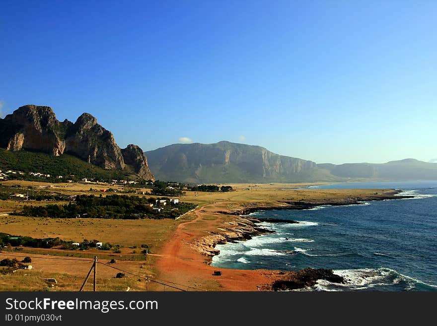 Island of Sicily coast seascape, Italy