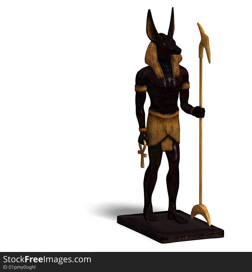 Rendering of anubis statue With Clipping Path and shadow over white. Rendering of anubis statue With Clipping Path and shadow over white