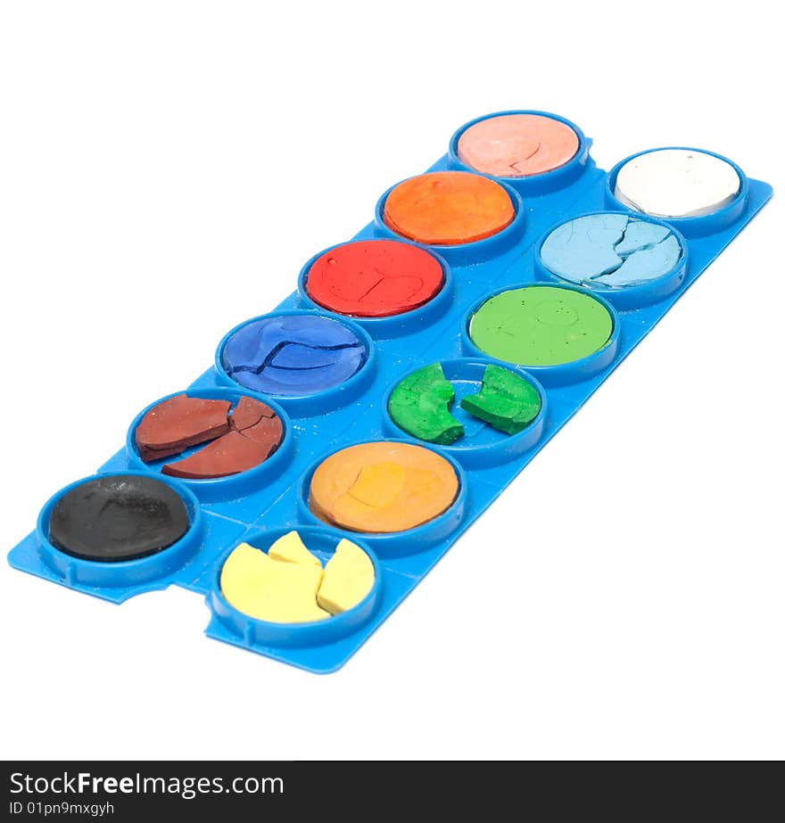 Plastic palette with watercolor